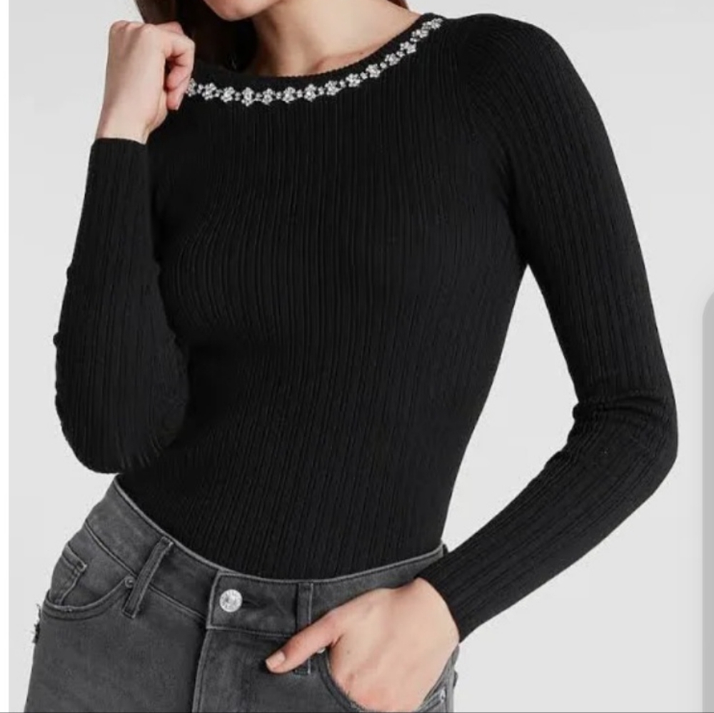 NWT Express Embellished Neckline Sweater